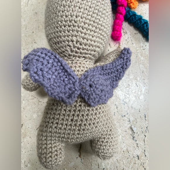 Hand Crocheted Flying Rainbow Unicorn-The Cutest Little Unicorn Needs a Home - Picture 6 of 6